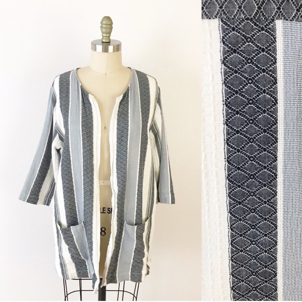 Ellen Orton Lagenlook Indigo Textured Kimono woven jacket